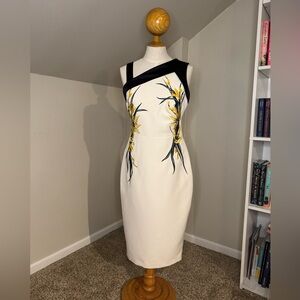 Elegant Floral Bodycon Dress Karen Millen - Black and White